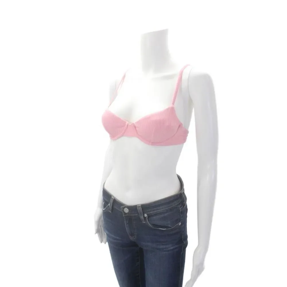 Madewell Womens Second Wave Ribbed Underwire Bikini Top Rose Petal Size XS